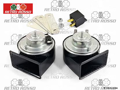 Jeu de klaxons (2 pc.) avec relais (style italien) 12 Volt