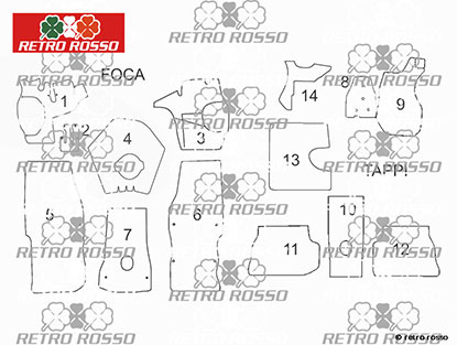 Jeu nattes isolation originales Alfa GT Bertone 1. Serie
