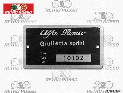 Plaquette Alfa Romeo 101.02 Giulietta Sprint 1300
