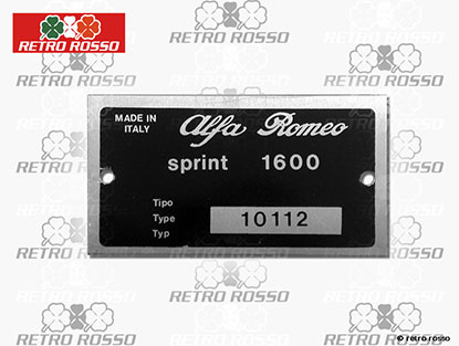 Plaquette Alfa Romeo 101.12 Giulia Sprint 1600