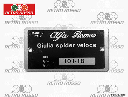 Plaquette Alfa Romeo 101.18 Giulia Spider Veloce
