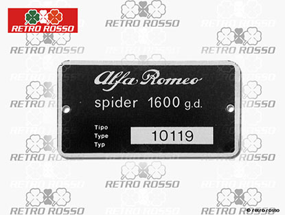 Plaquette Alfa Romeo 101.19 Giulia Spider 1600 g.d.