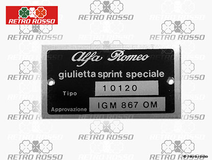Plaquette Alfa Romeo 101.20 Giulietta Sprint Speciale