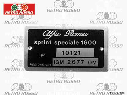 Plaquette Alfa Romeo 101.21 Giulia Sprint Speciale
