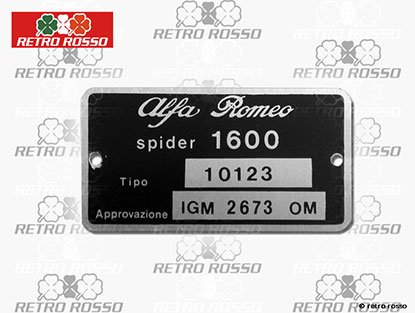 Plaquette Alfa Romeo 101.23 Giulia Spider 1600