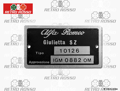 Plaquette Alfa Romeo 101.26 Giulietta SZ