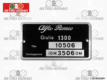 Plaquette Alfa Romeo 105.06 Giulia 1300