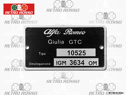 Plaquette Alfa Romeo 105.25 Giulia GTC