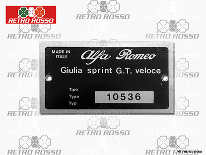 Plaquette Alfa Romeo 105.36 Giulia Sprint GT Veloce