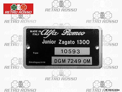 Plaquette Alfa Romeo 105.93 Junior Zagato 1300