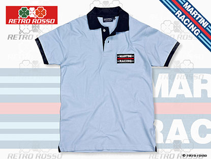 MARTINI RACING 1970s Polo Shirt bleu clair M