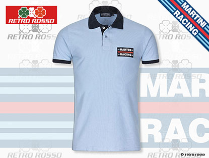 MARTINI RACING 1970s Polo Shirt bleu clair M
