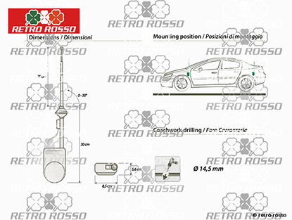 Antenne électrique chromée universelle Alfa / Ferrari 