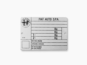 Plaquette signalétique blanco Alfa Romeo >1985