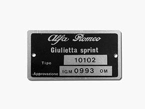 Plaquette Alfa Romeo 101.02 Giulietta Sprint 1300