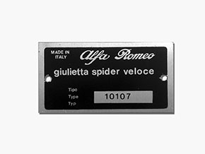 Plaquette Alfa Romeo 101.07 Giulietta Spider Veloce