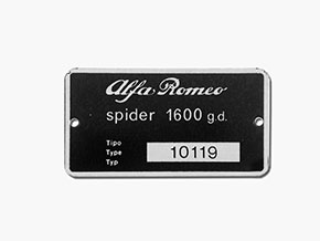 Plaquette Alfa Romeo 101.19 Giulia Spider 1600 g.d.