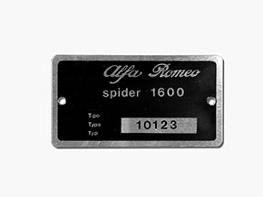 Plaquette Alfa Romeo 101.23 Giulia Spider 1600