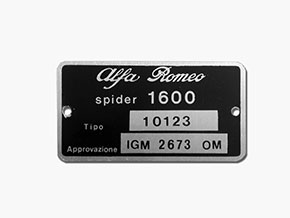 Plaquette Alfa Romeo 101.23 Giulia Spider 1600