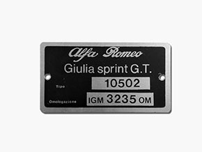 Plaquette Alfa Romeo 105.02 Giulia Sprint GT