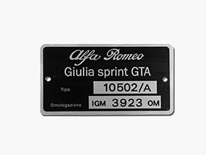 Plaquette Alfa Romeo 105.02 / A Giulia Sprint GTA