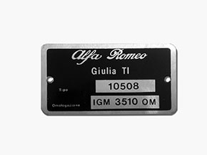 Plaquette Alfa Romeo 105.08 Giulia TI