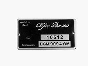Plaquette Alfa Romeo 105.12 Giulia Berlina 2000