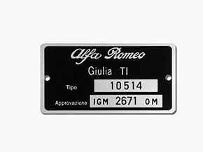 Plaquette Alfa Romeo 105.14 Giulia TI
