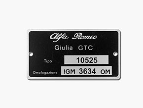 Plaquette Alfa Romeo 105.25 Giulia Sprint GTC