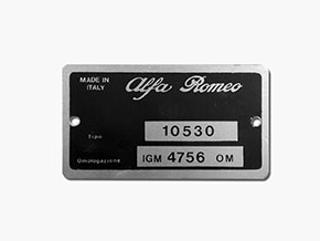 Plaquette Alfa Romeo 105.30 Giulia Sprint GT Junior