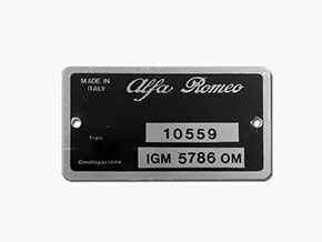Plaquette Alfa Romeo 105.59 Giulia Sprint GTA Junior