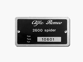Plaquette Alfa Romeo 106.01 2600 Touring Spider